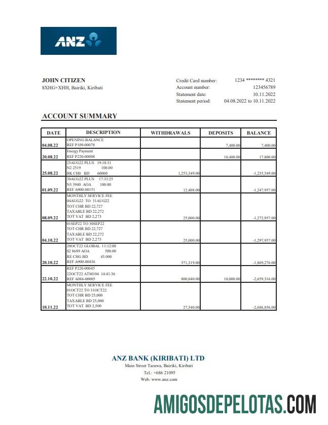 Modelo Kiribati ANZ Bank Extract Xls